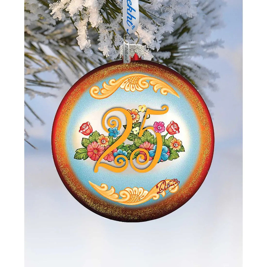 25th Anniversary Glass Ornament by G DeBrekht - Christmas Decor - 744-018