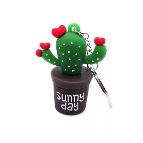 3D Cactus Pot Sunny Day Keychain