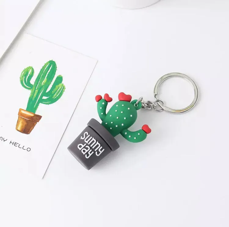 3D Cactus Pot Sunny Day Keychain