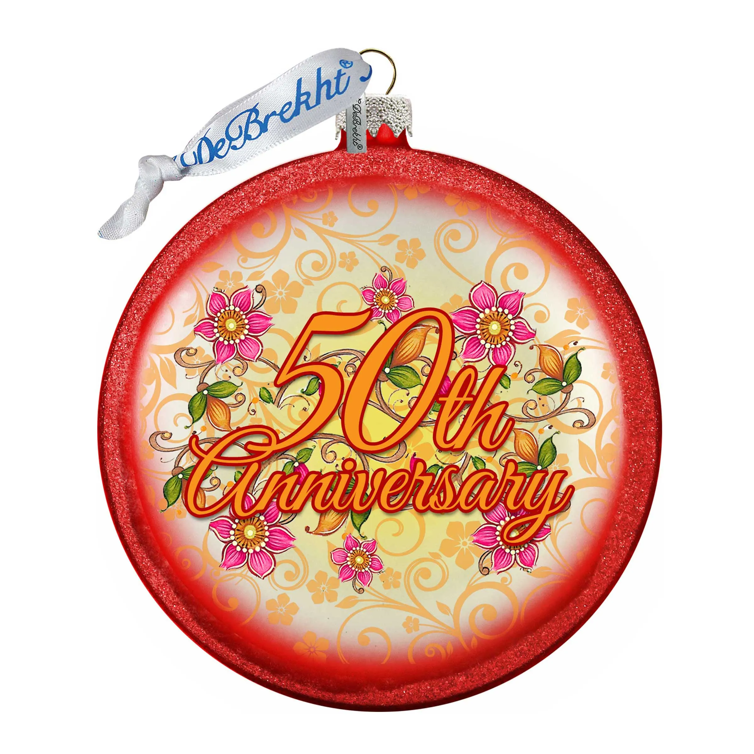 50th Wedding Anniversary Glass Ornament by G DeBrekht - Christmas Decor - 744-041