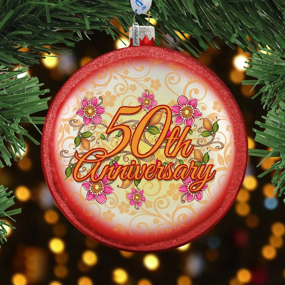 50th Wedding Anniversary Glass Ornament by G DeBrekht - Christmas Decor - 744-041