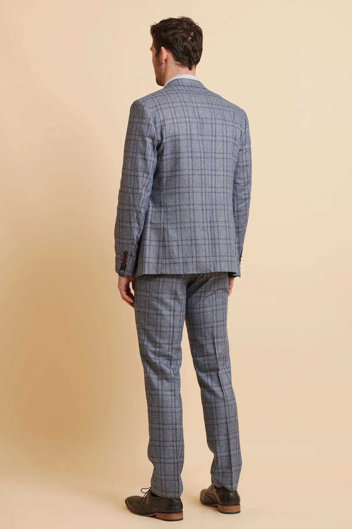 ABBOTT - Blue Tweed Check Three Piece Suit