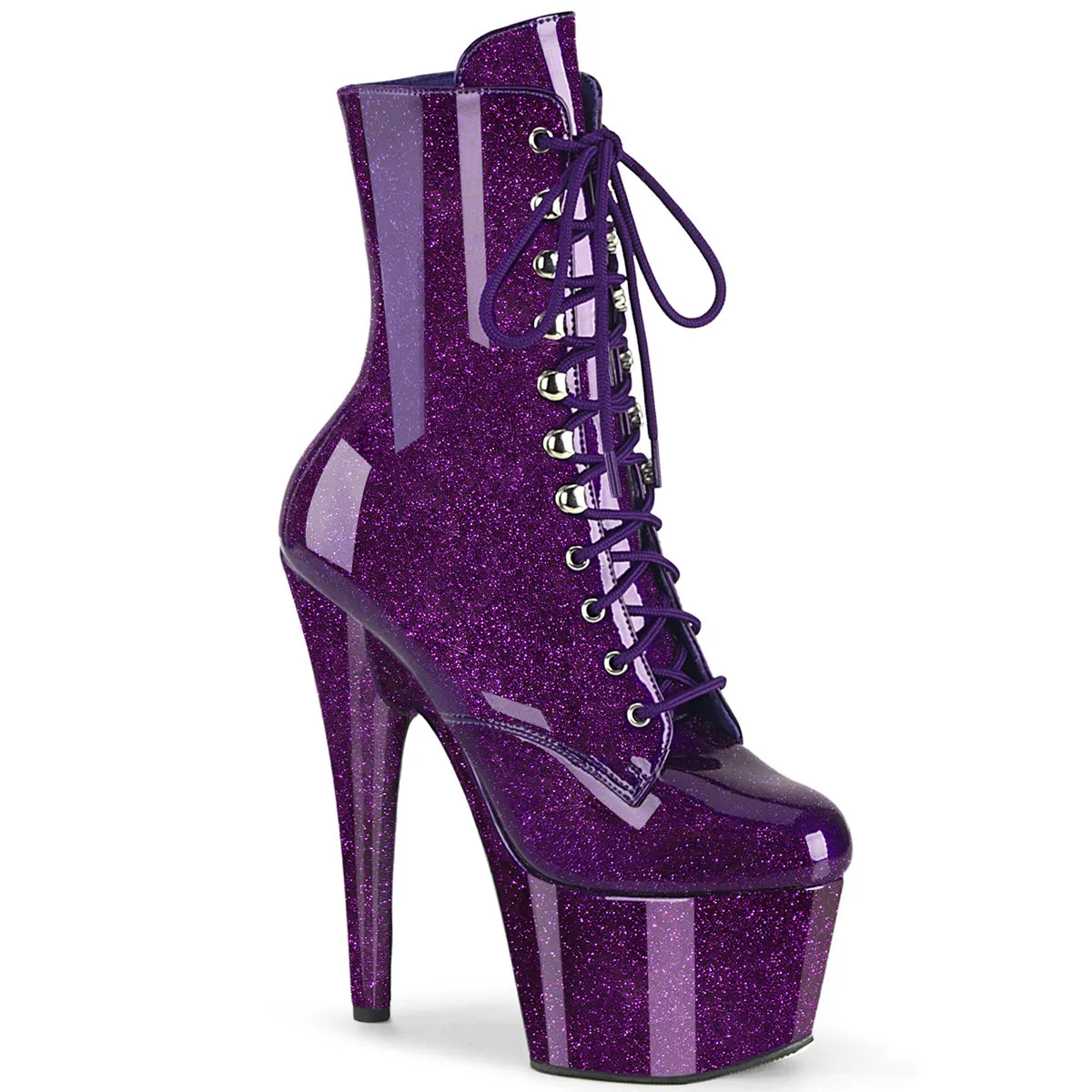 ADORE-1020GP Purple Glitter 7 Inch High Heel Dancer Booties