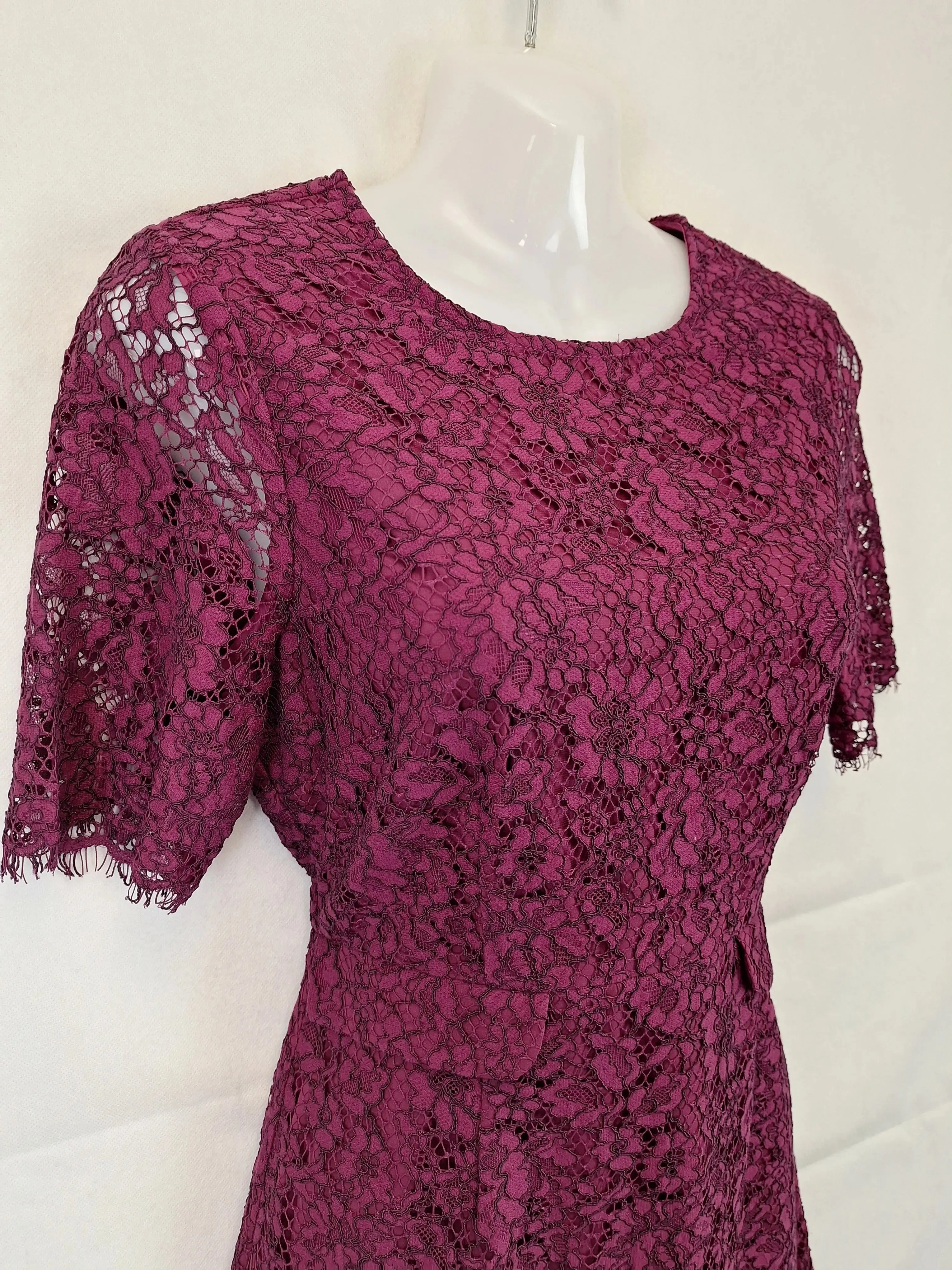 Alannah Hill Aubergine Lace Tailored Cocktail Mini Dress Size 8