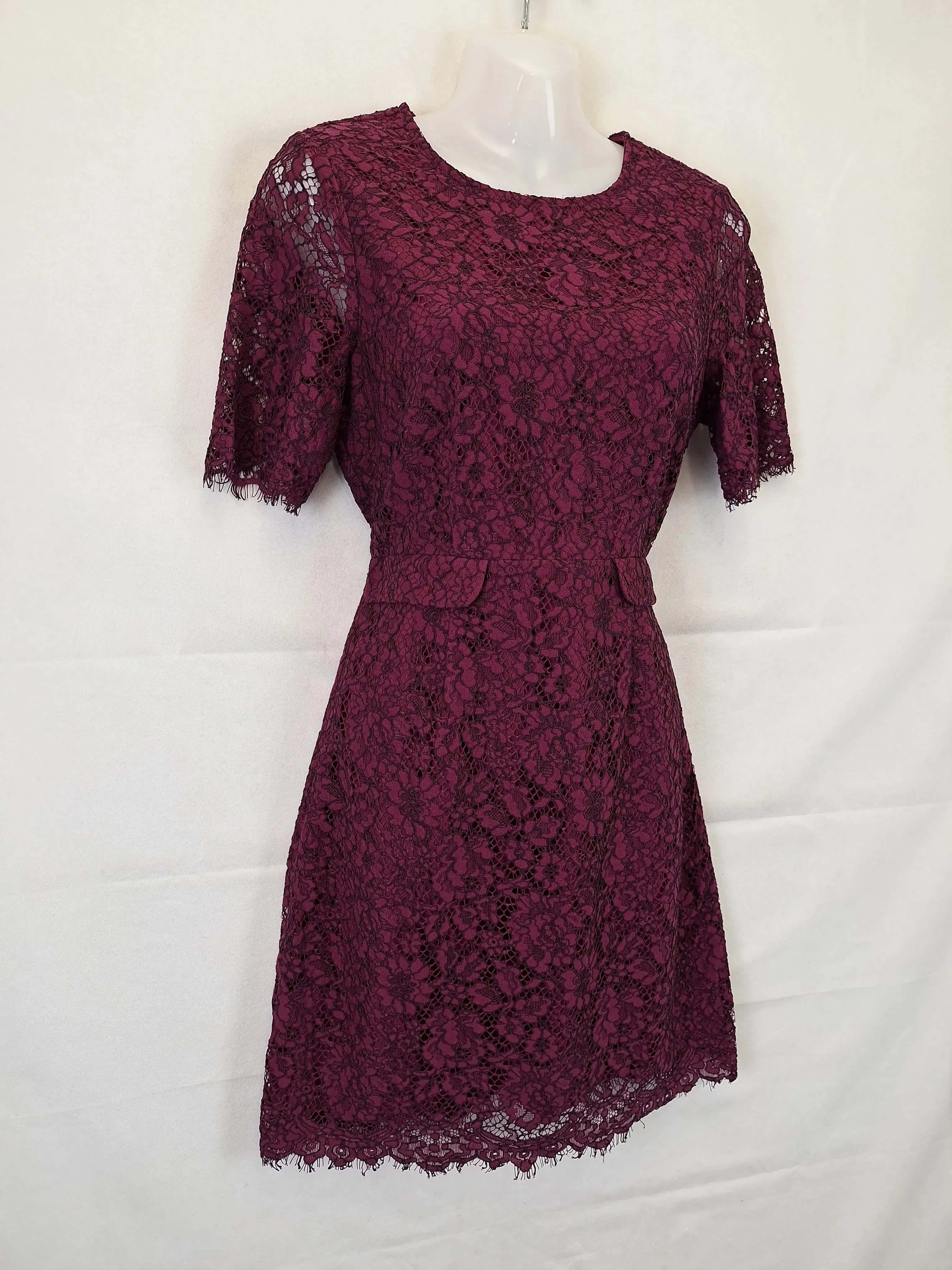 Alannah Hill Aubergine Lace Tailored Cocktail Mini Dress Size 8