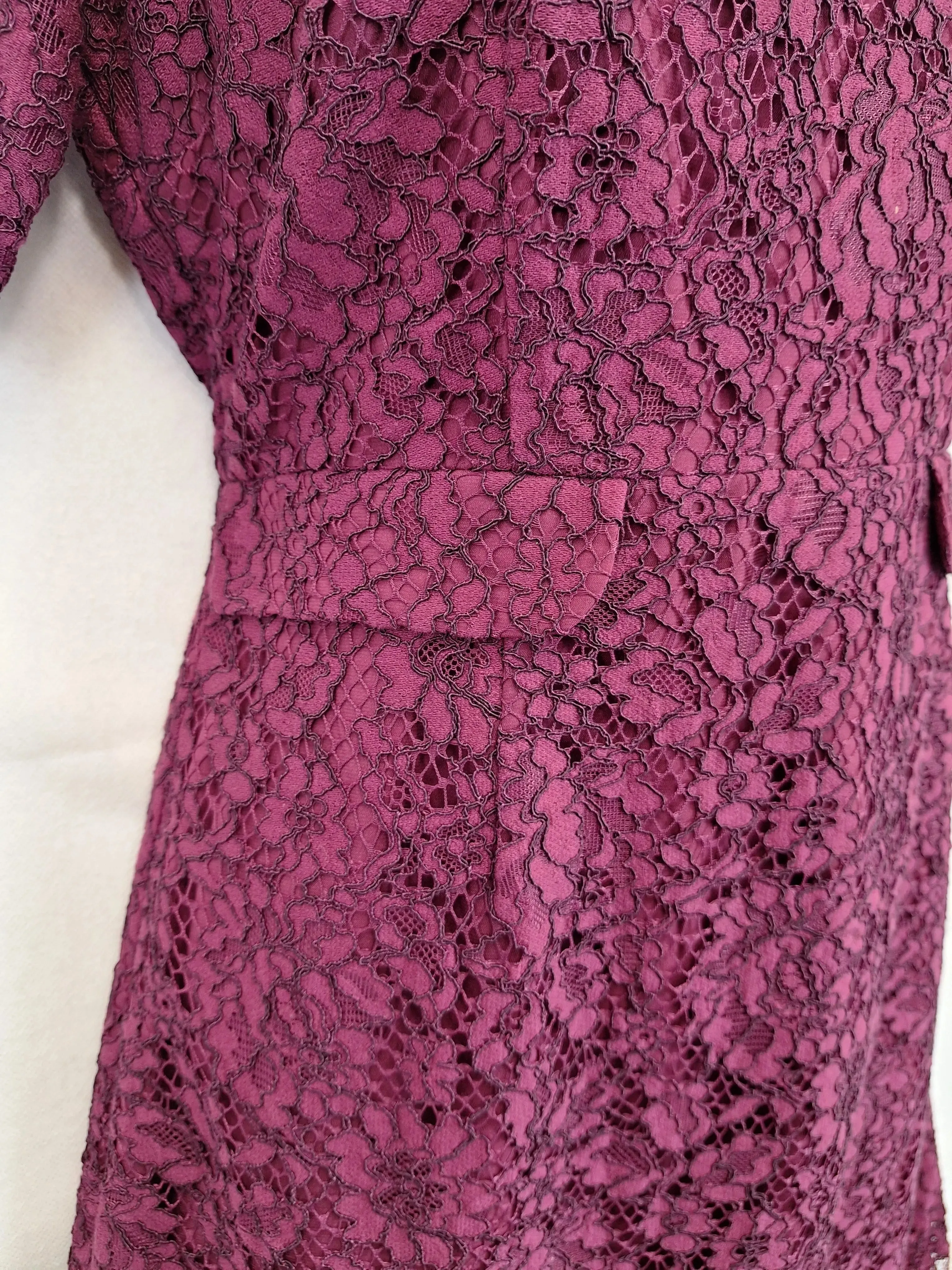 Alannah Hill Aubergine Lace Tailored Cocktail Mini Dress Size 8