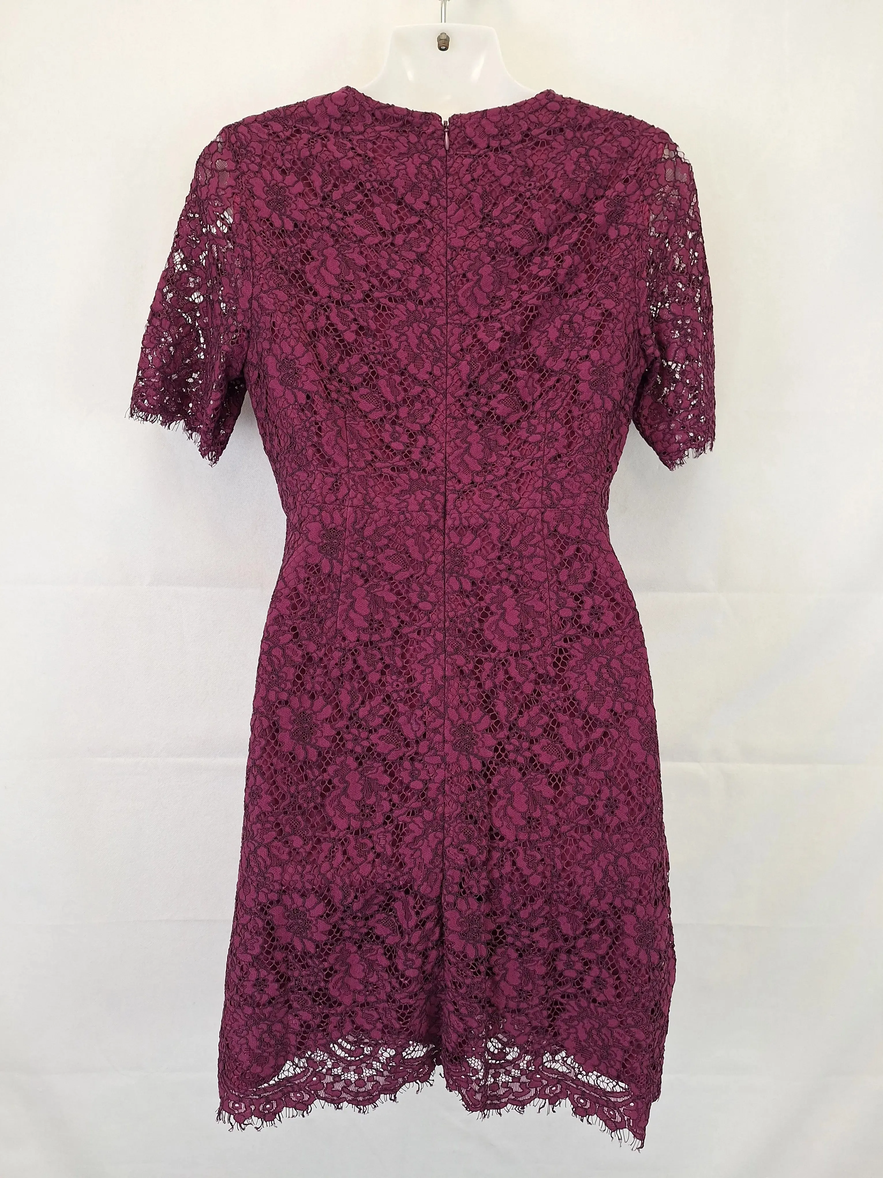 Alannah Hill Aubergine Lace Tailored Cocktail Mini Dress Size 8