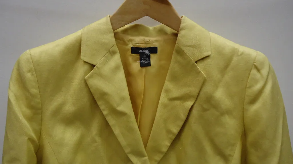 Alfani Coat Silk Female Adult 10 Yellow Solid 014-15AF -- New No Tags