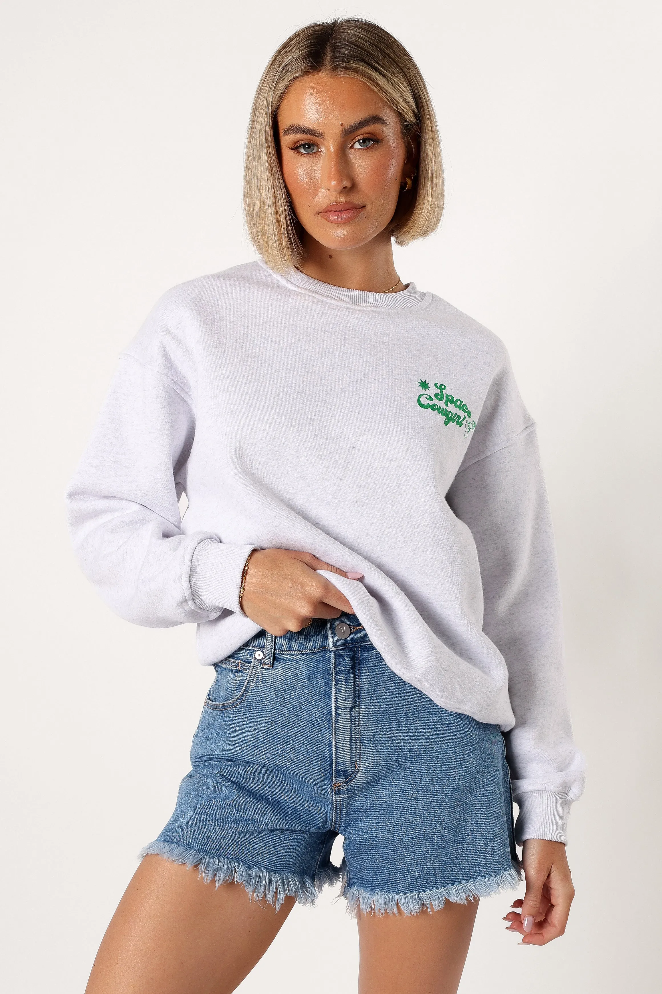 Alora Space Cowgirl Sweatshirt - Heather Grey