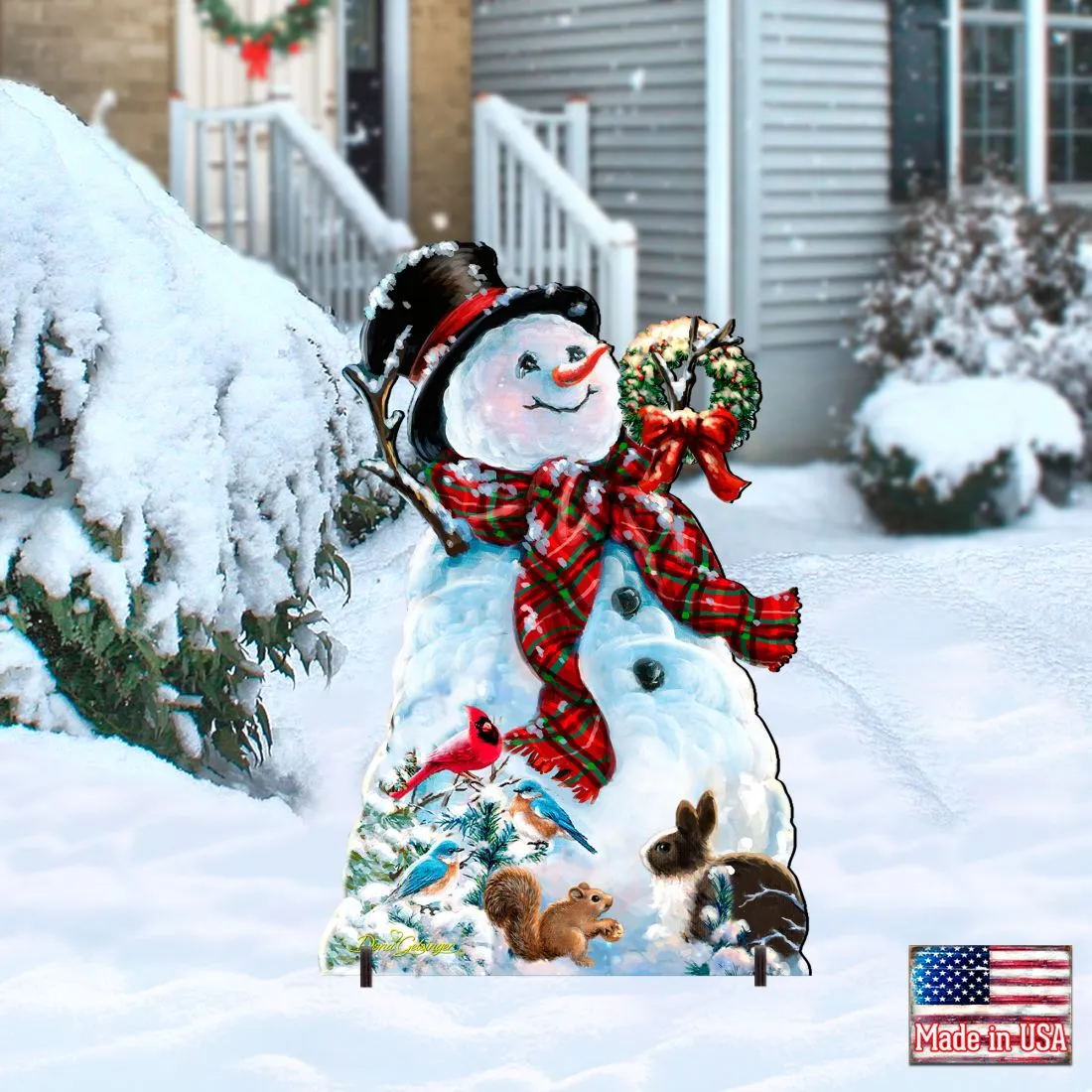 An Old-Fashioned Christmas Outdoor Yard Sign by D Gelsinger Featuring Santa and Snowman Decor - 8461024F-1563