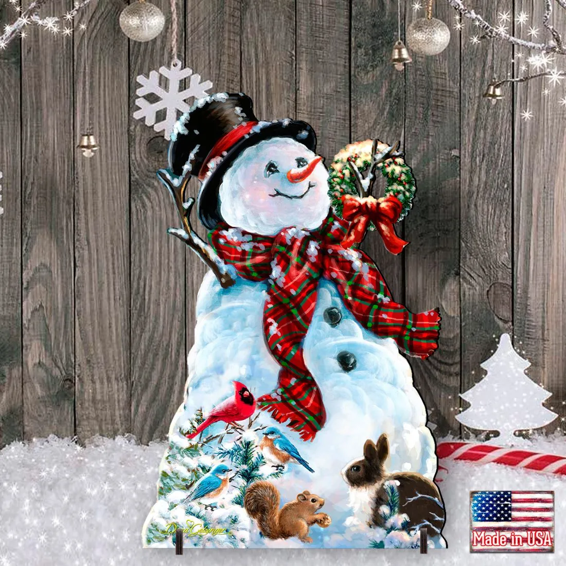 An Old-Fashioned Christmas Outdoor Yard Sign by D Gelsinger Featuring Santa and Snowman Decor - 8461024F-1563