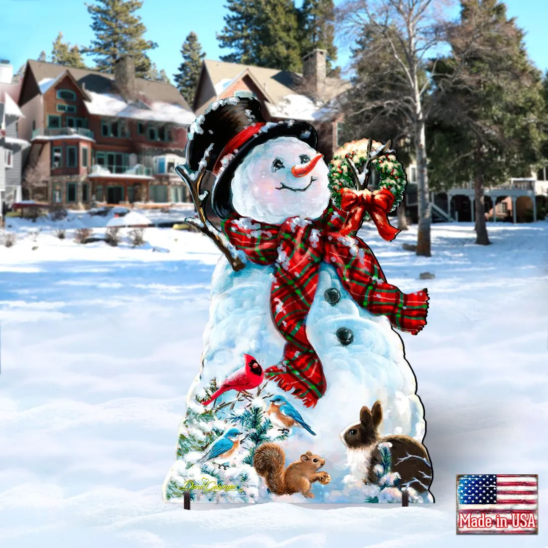 An Old-Fashioned Christmas Outdoor Yard Sign by D Gelsinger Featuring Santa and Snowman Decor - 8461024F-1563