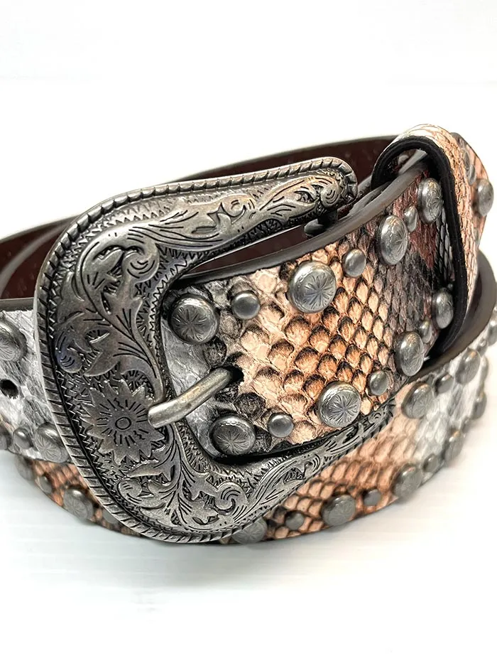 Angel Ranch D140000902 Womens Python Studs Edge Western Belt Multi - D