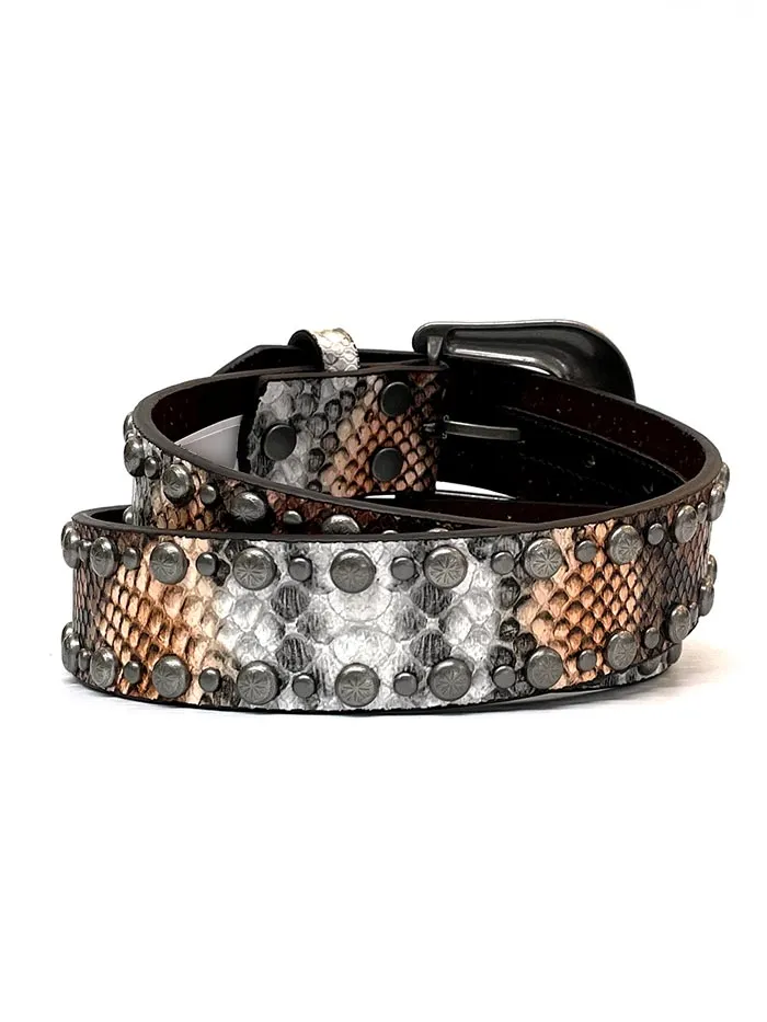 Angel Ranch D140000902 Womens Python Studs Edge Western Belt Multi - D