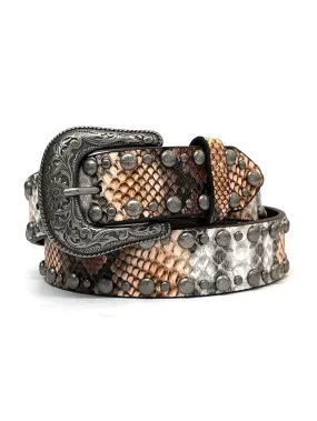 Angel Ranch D140000902 Womens Python Studs Edge Western Belt Multi - D