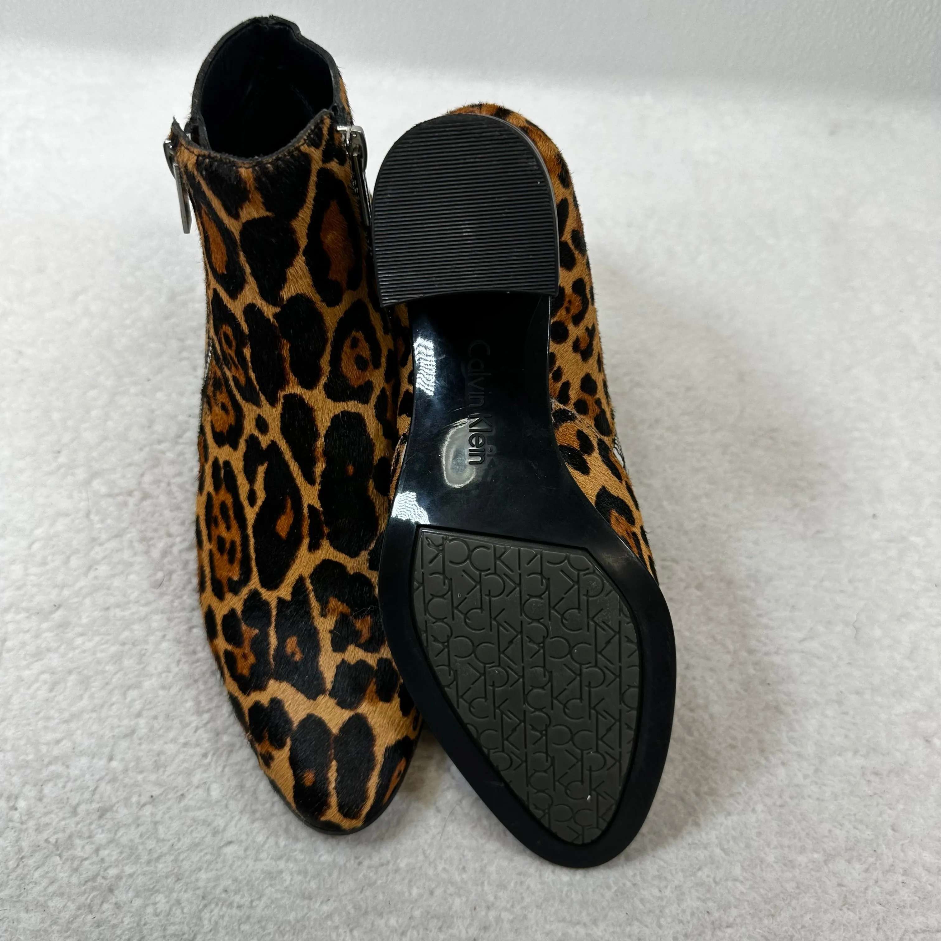 Animal Print Boots Ankle Heels Calvin Klein O, Size 6