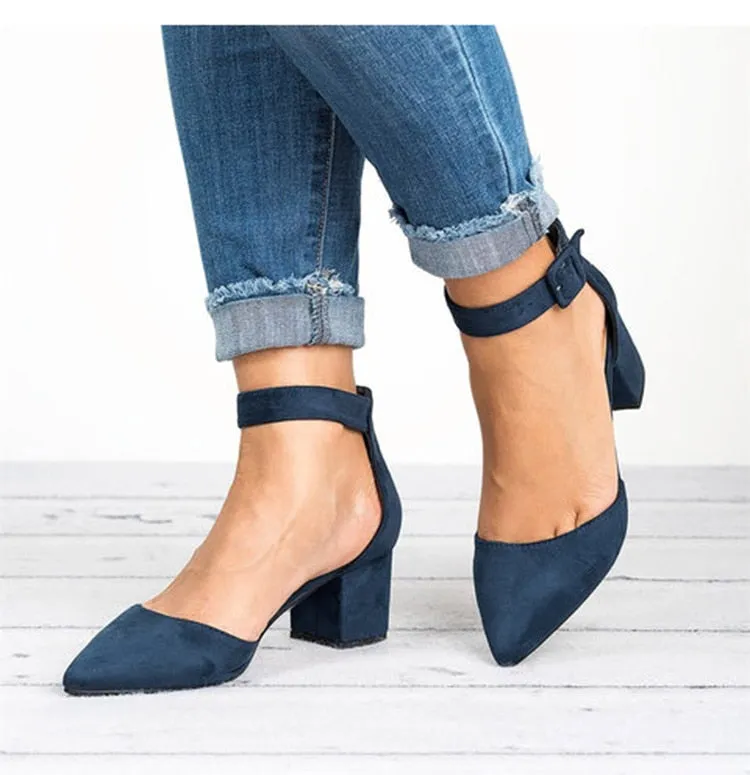 Ankle Strap Low Heels Sandals