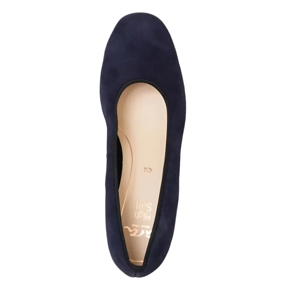 Ara Women's Gabrielle Block Heel Pump Midnight Blue / Pink Kid Suede