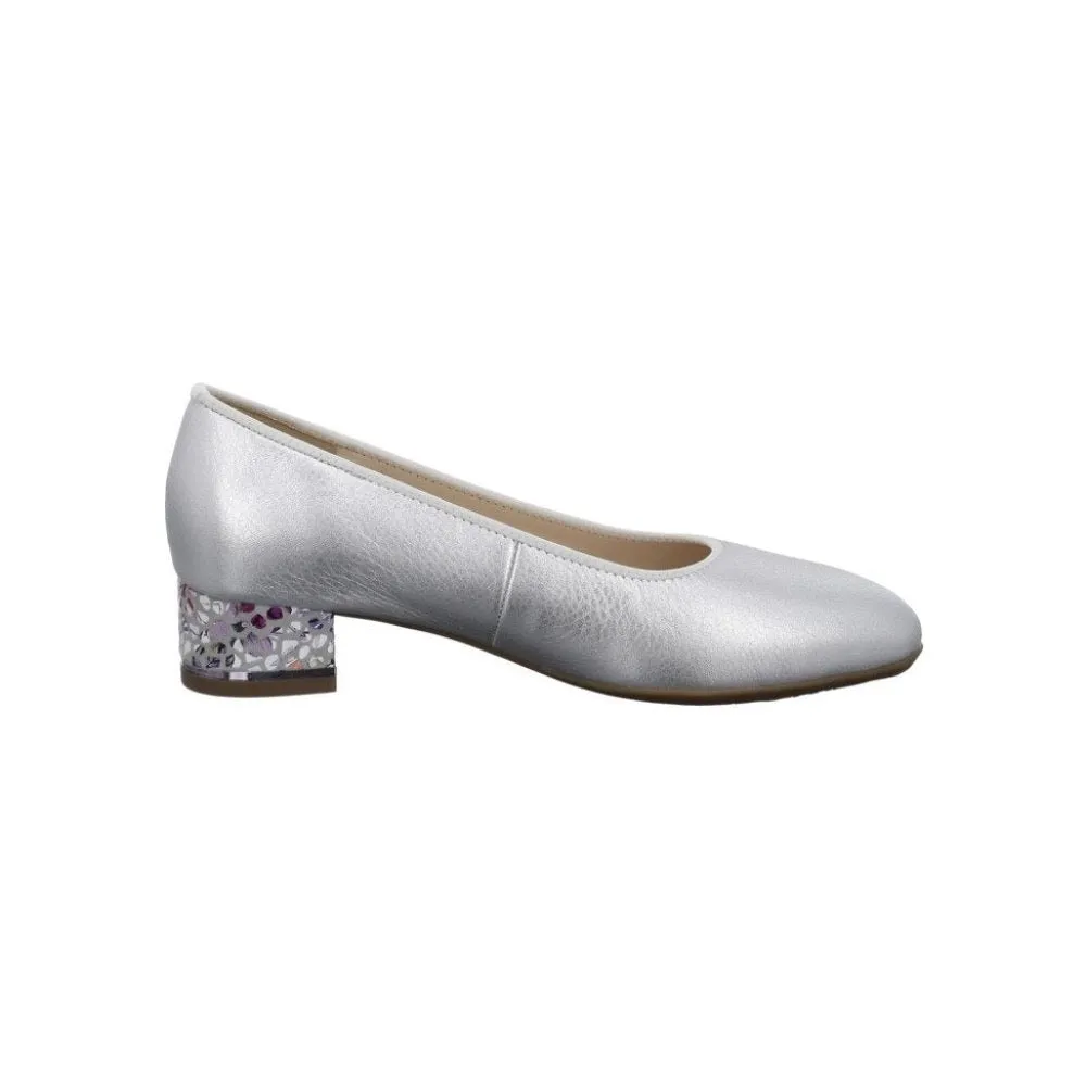 Ara Women's Gabrielle Block Heel Pump Silver / Stone Metallic / Konfetti Kid