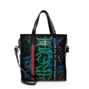 Balenciaga Agneau Graffiti Bazar Small Shopper Tote (SHF-19563)