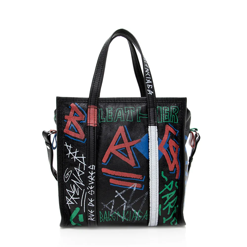 Balenciaga Agneau Graffiti Bazar Small Shopper Tote (SHF-19563)