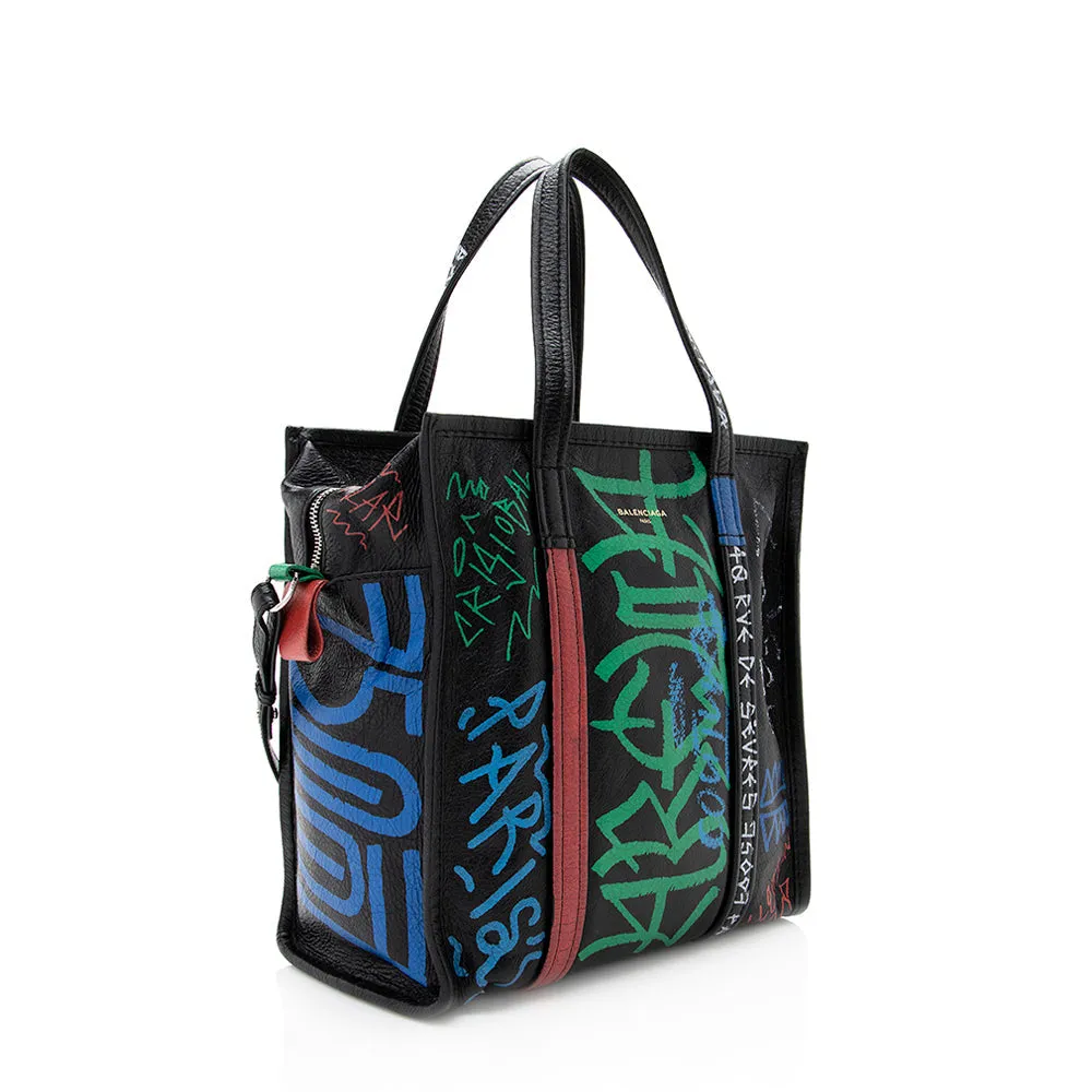 Balenciaga Agneau Graffiti Bazar Small Shopper Tote