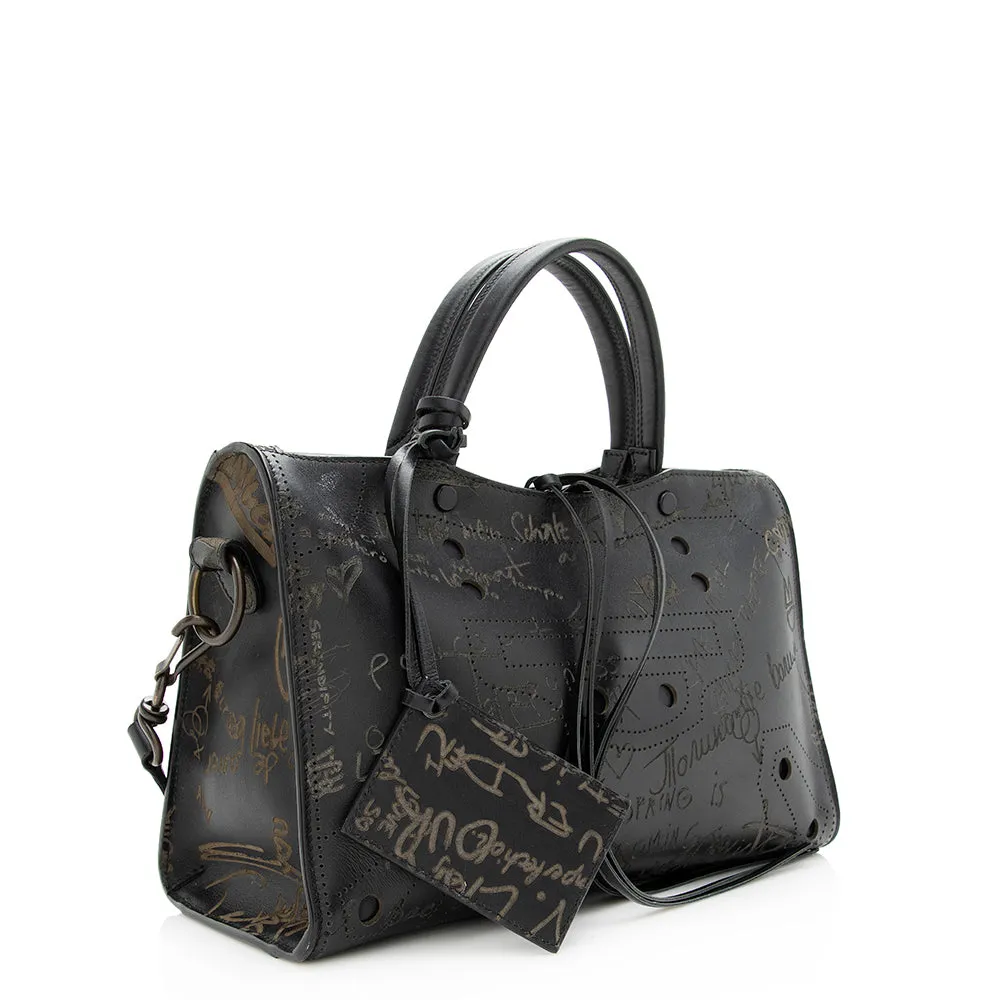 Balenciaga Calfskin Blackout Graffiti City Small Satchel