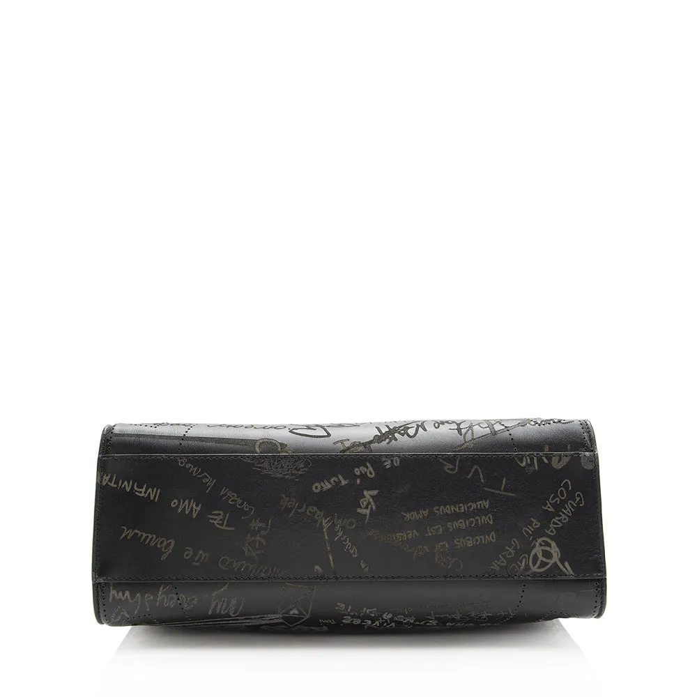 Balenciaga Calfskin Blackout Graffiti City Small Satchel