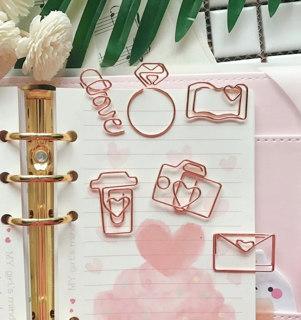 Binder Clips - Rose Gold  Set of 6