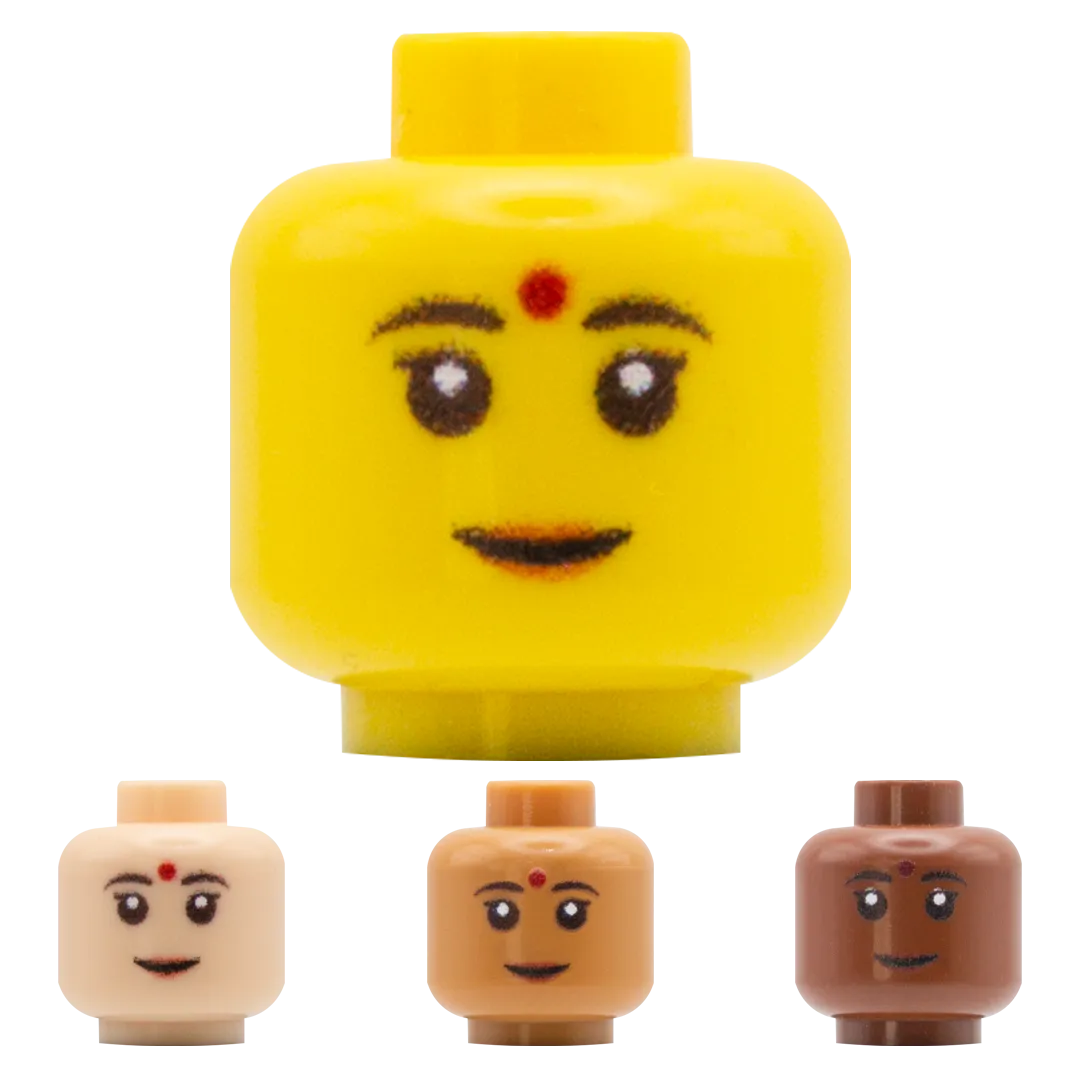 Bindi, Lipstick Smile - Custom Printed Minifigure Head