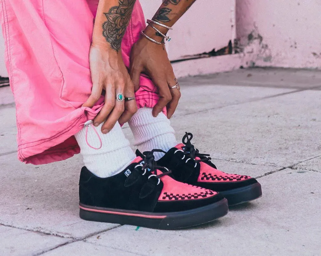 Black & Neon Pink Suede Sneaker