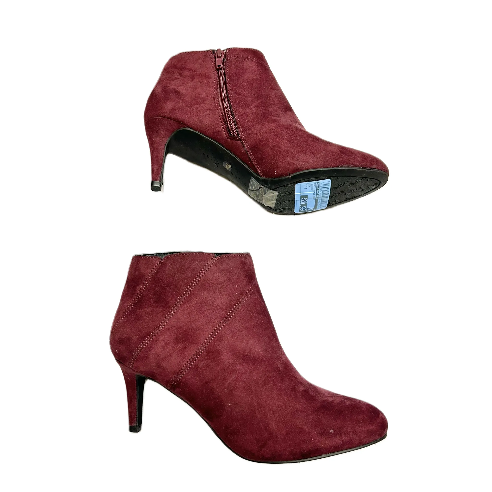 Boots Ankle Heels By Kelly And Katie In Burgundy, Size: 7