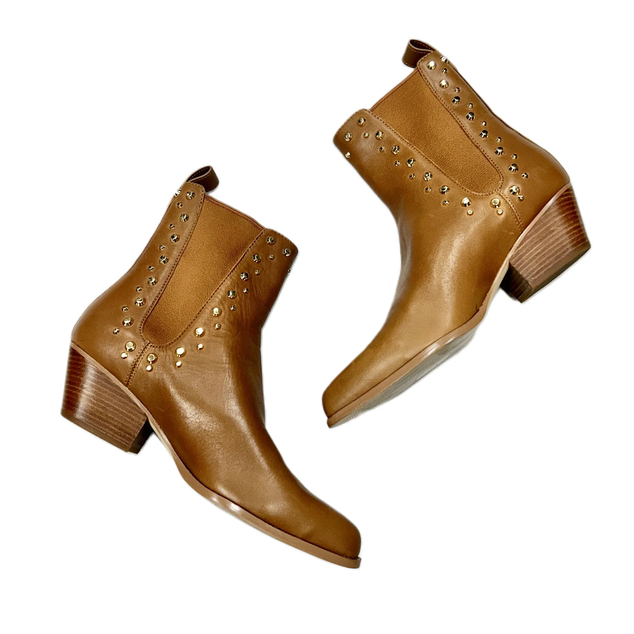 Boots Ankle Heels By Michael By Michael Kors In Brown & Gold, Size: 8.5