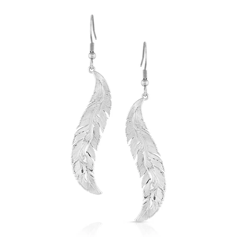 Breaking Trail Feather Earrings- Montana Silversmiths for Bourbon Cowgirl