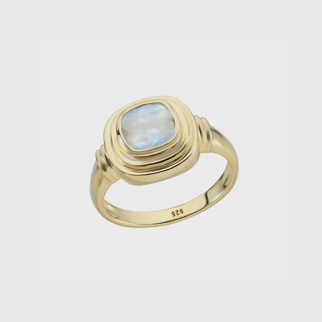 California Cushion Moonstone Gold Vermeil Ring