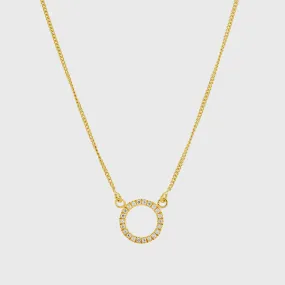 Chora Mini Circle Yellow Gold & Cubic Zirconia Necklace