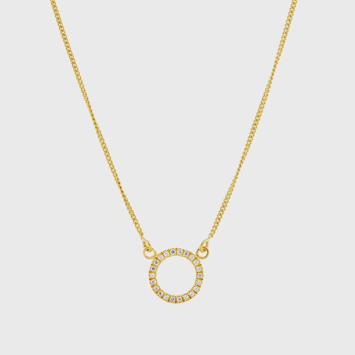 Chora Mini Circle Yellow Gold & Cubic Zirconia Necklace