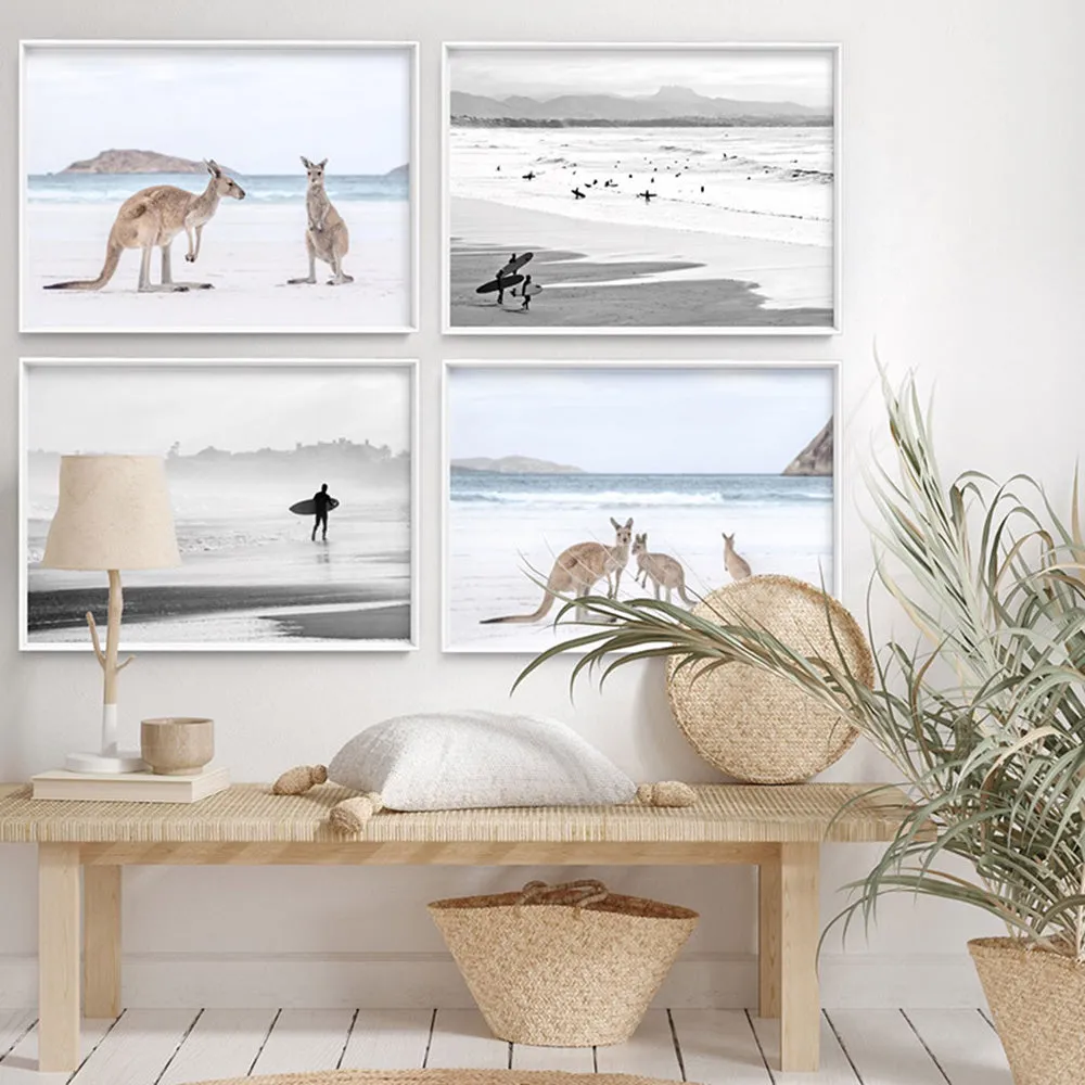 Coastal Beach Kangaroos II - Art Print