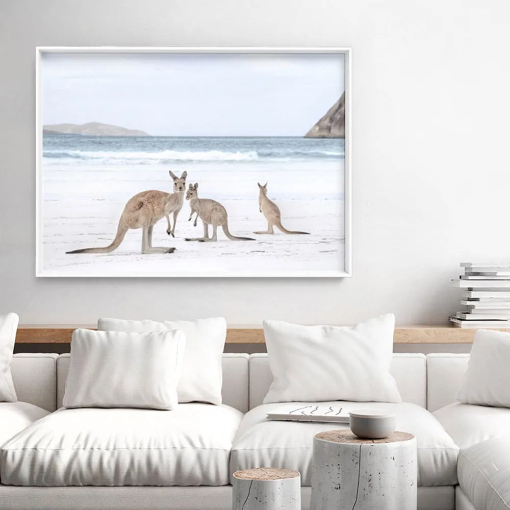 Coastal Beach Kangaroos II - Art Print