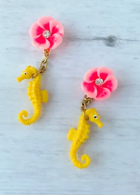 Coral Reef Seahorse Drop Earrings