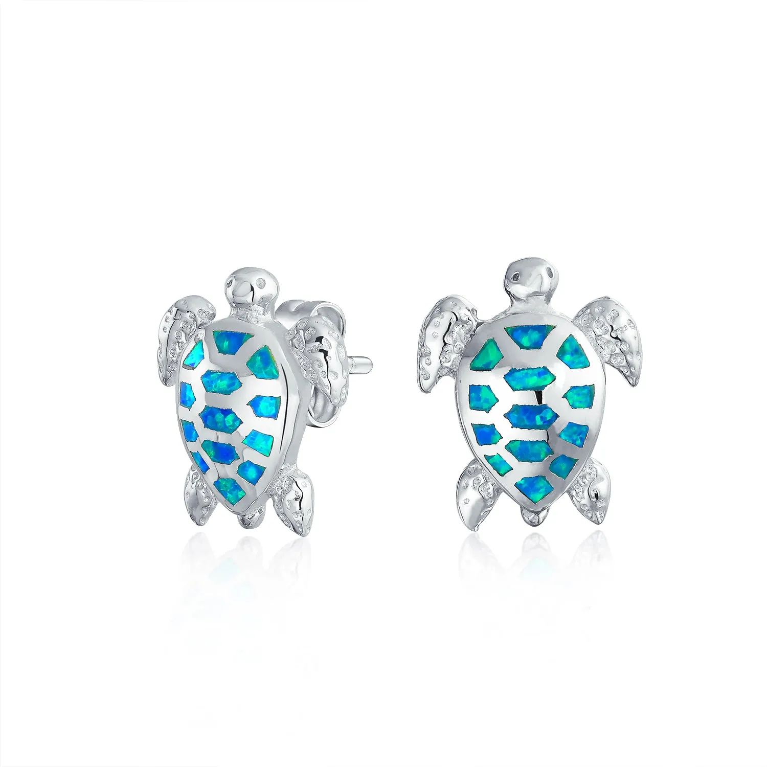 Created Opal Heart Turtle Drop Lever back Earrings .925 Sterling Silver