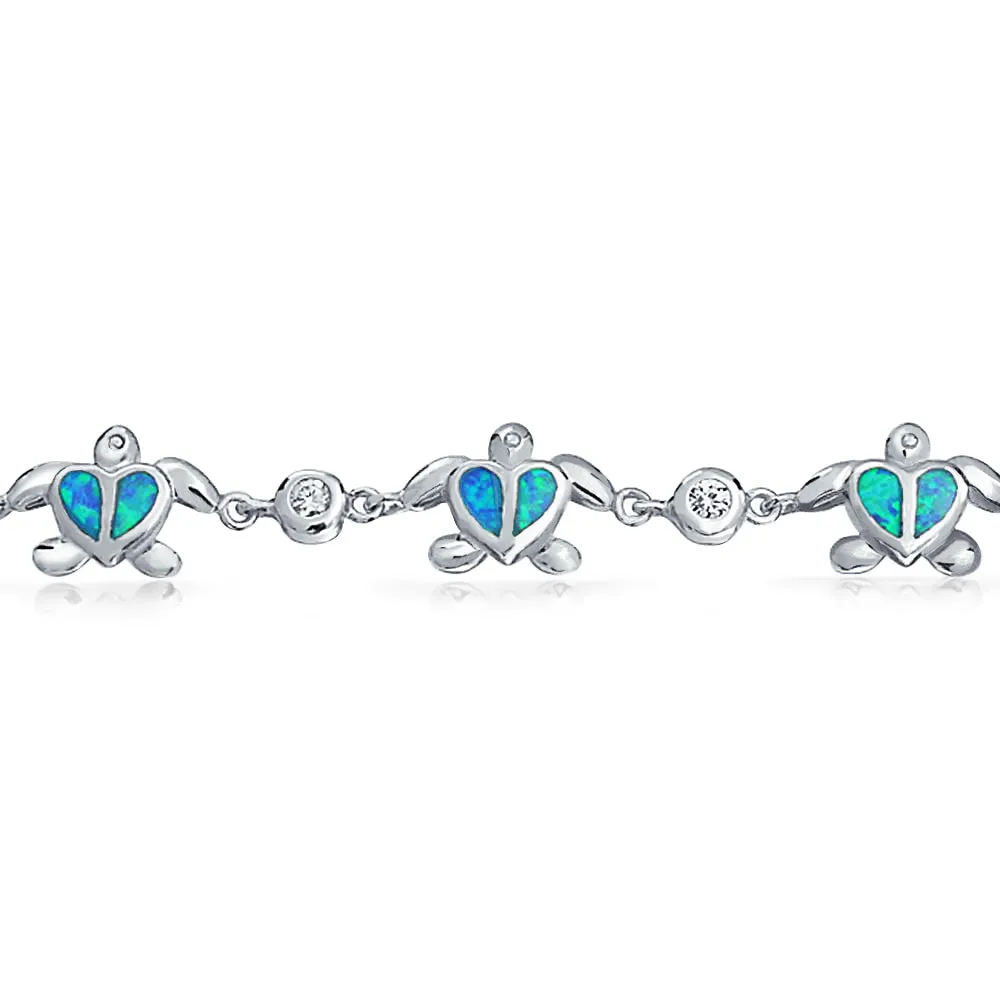 Created Opal Heart Turtle Drop Lever back Earrings .925 Sterling Silver