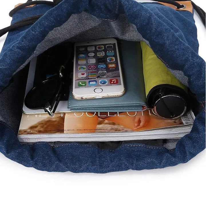 Denim Drawstring Bag