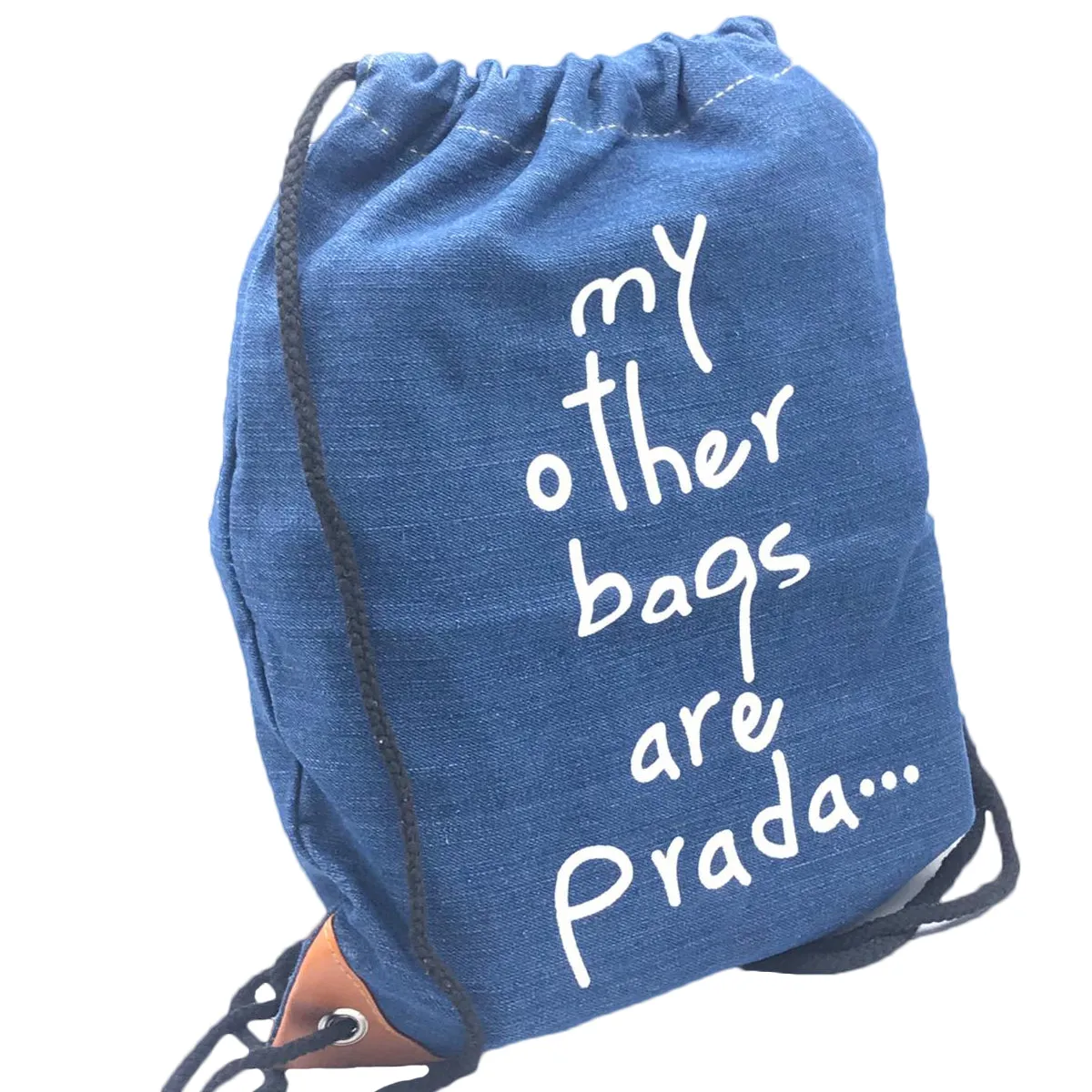 Denim Drawstring Bag