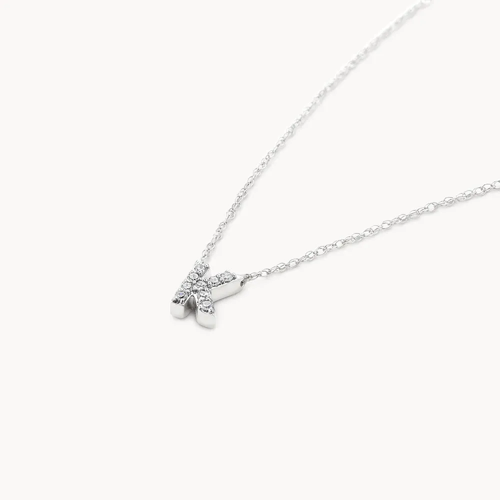 Diamond Letter K Necklace in Silver