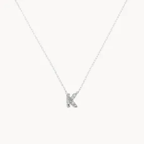 Diamond Letter K Necklace in Silver