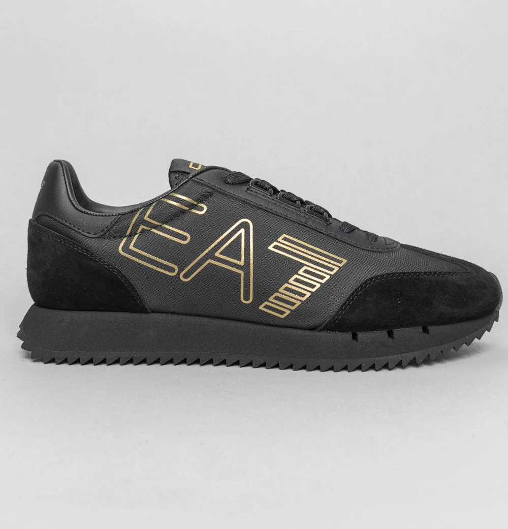 EA7 Emporio Armani Gold Logo Trainers Triple Black/Gold