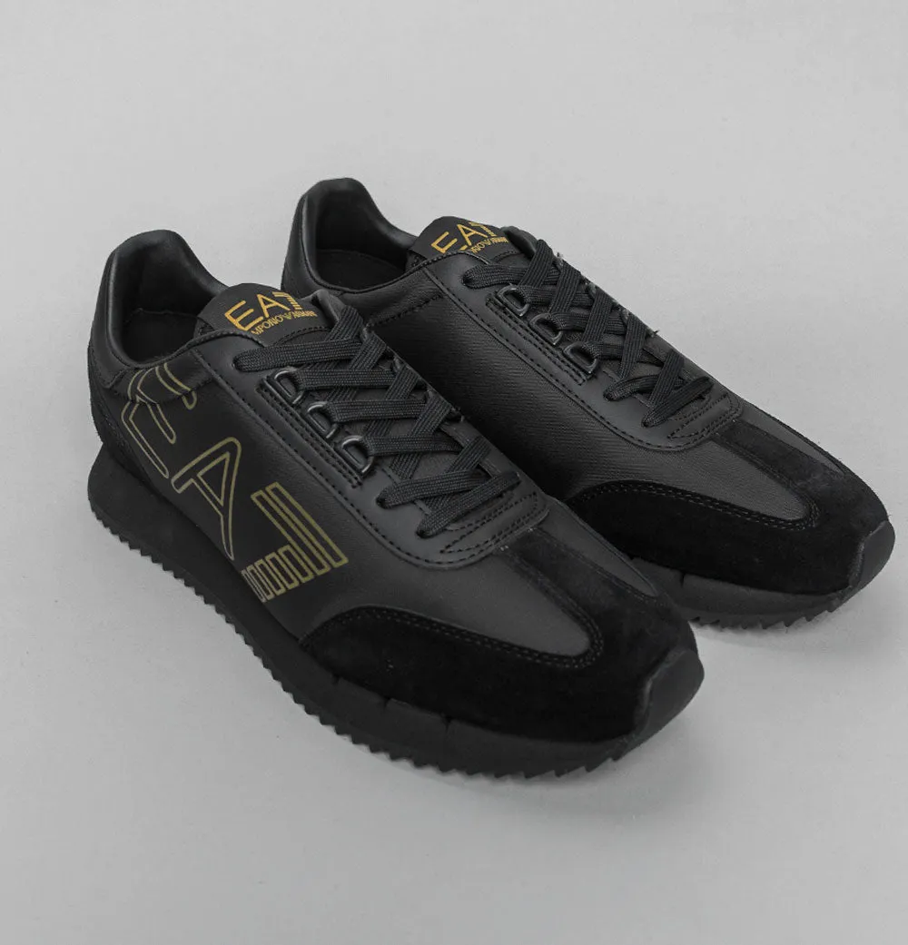 EA7 Emporio Armani Gold Logo Trainers Triple Black/Gold