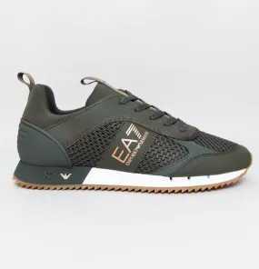 EA7 Emporio Armani Multi Logo Trainers Forest Night/Bronze