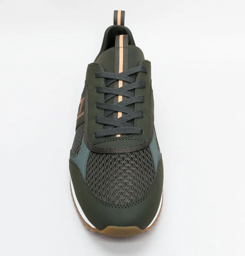 EA7 Emporio Armani Multi Logo Trainers Forest Night/Bronze